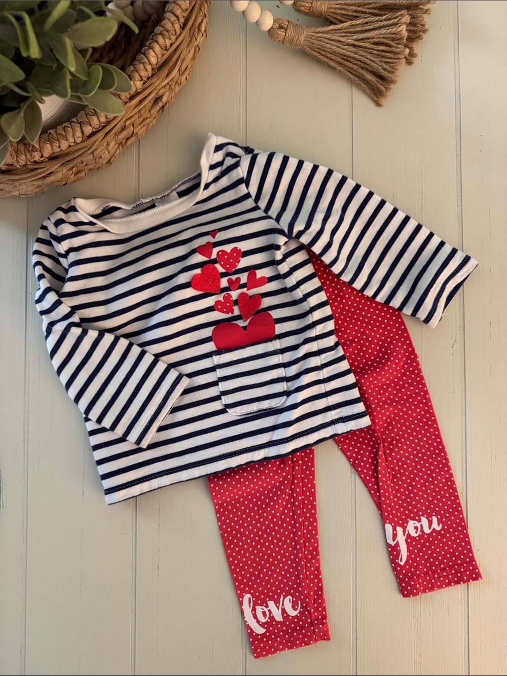 Baby Girl Navy Stripe Top & Leggings